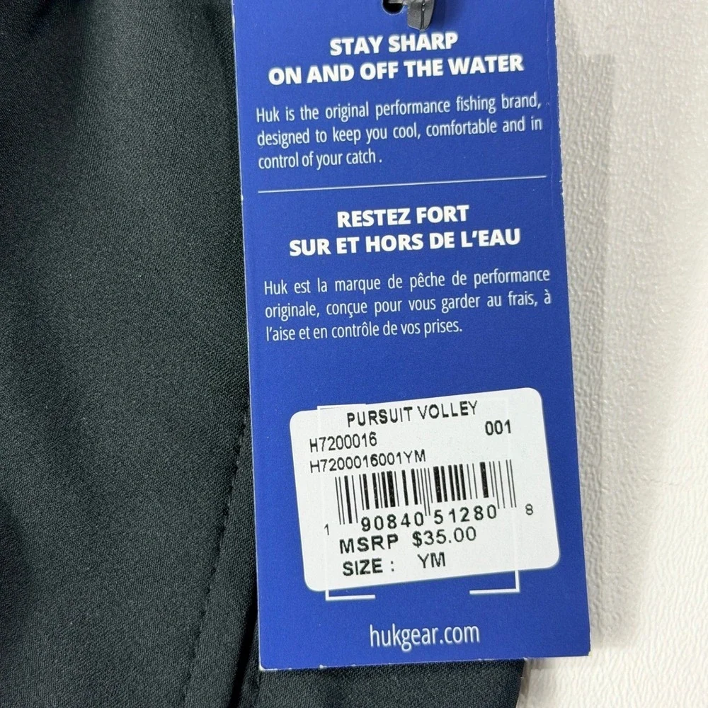 Huk‎ Pursuit Volley Youth Medium Black Fishing Shorts Quick Dry Stretch NWT